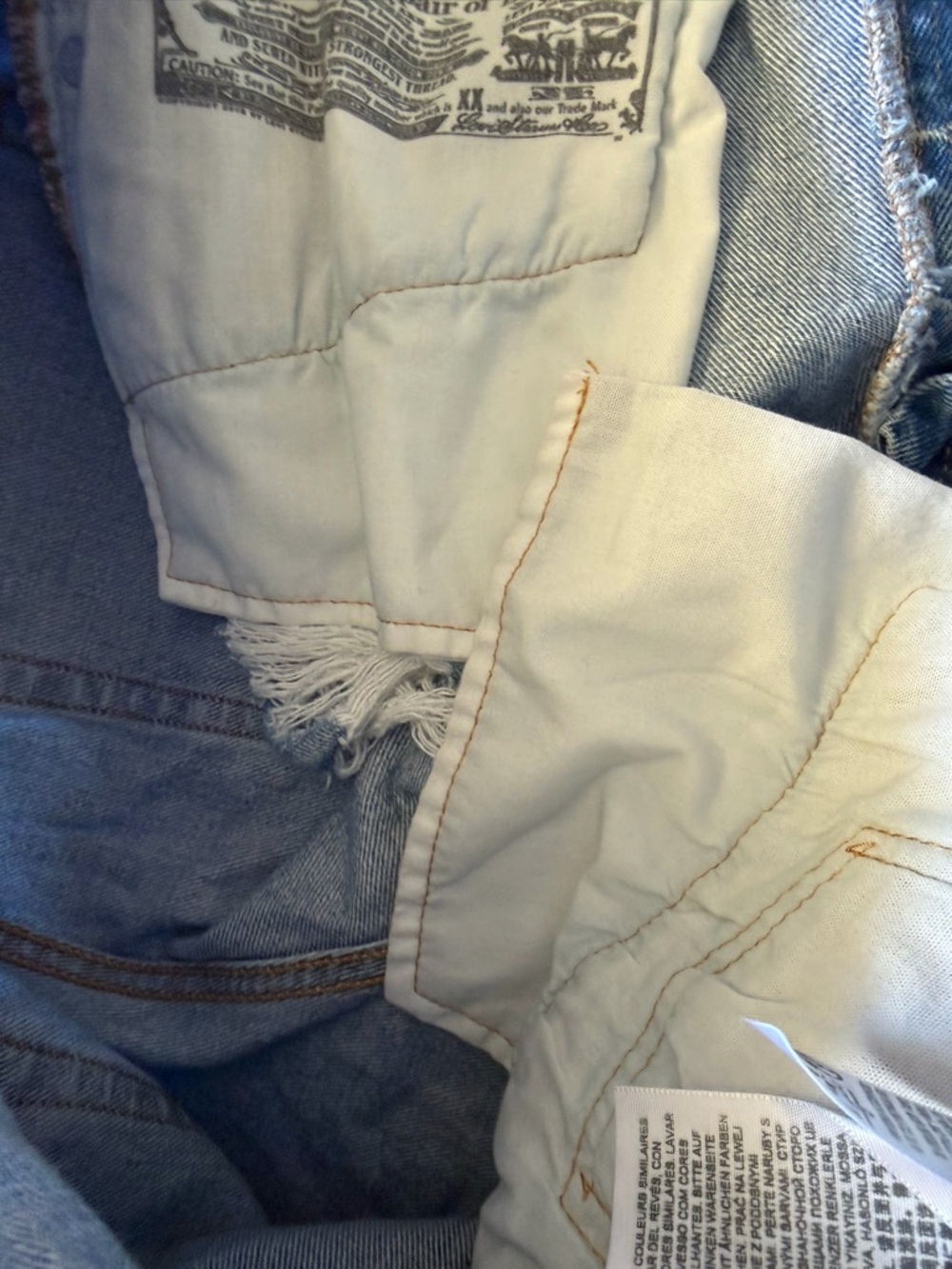 Levi's  501 Light Blue Distressed High-Rise Denim Shorts - Picture 8 of 14